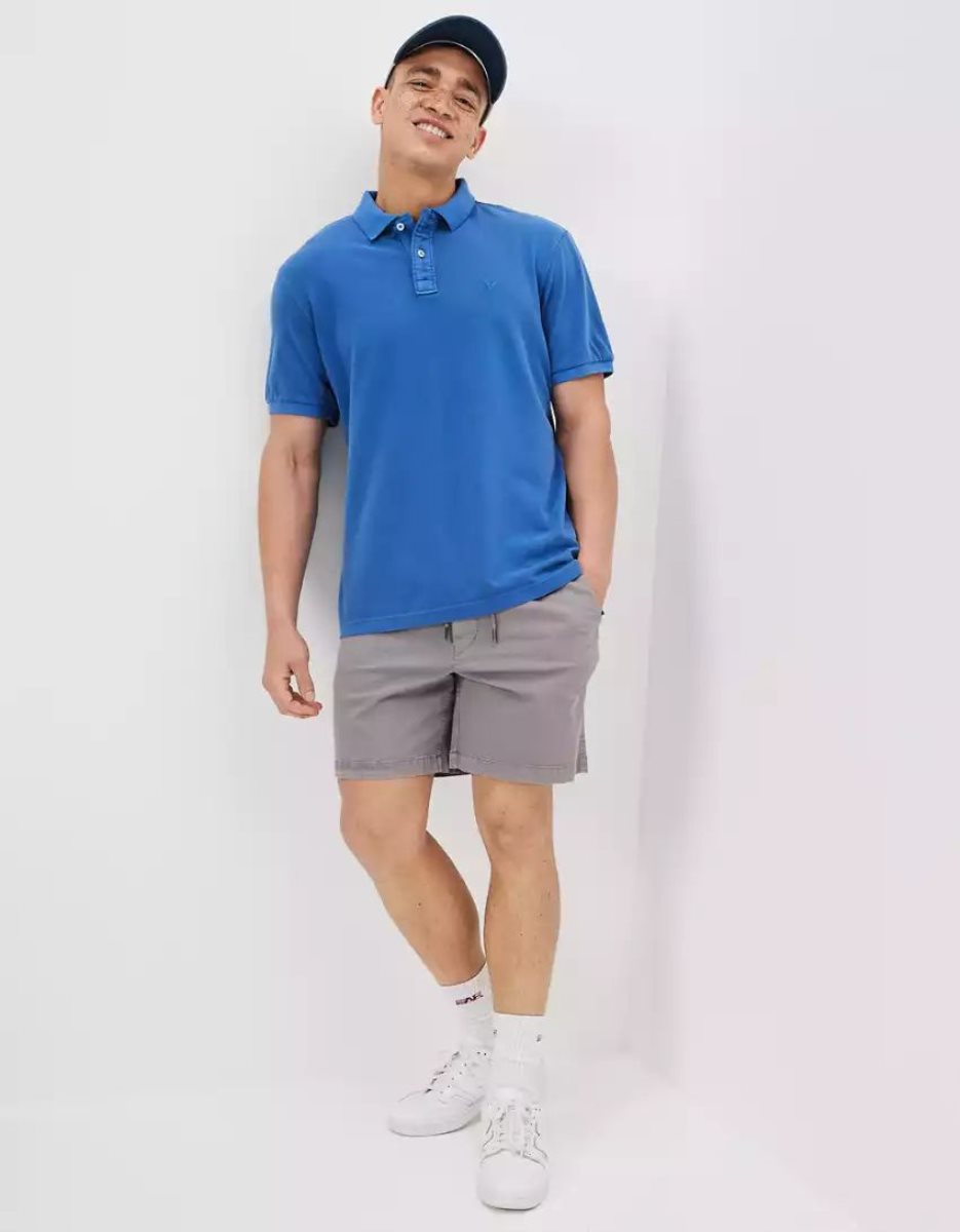 Polos American Eagle AE Super Soft Legend Pique Bleu Homme | LCN-50651328